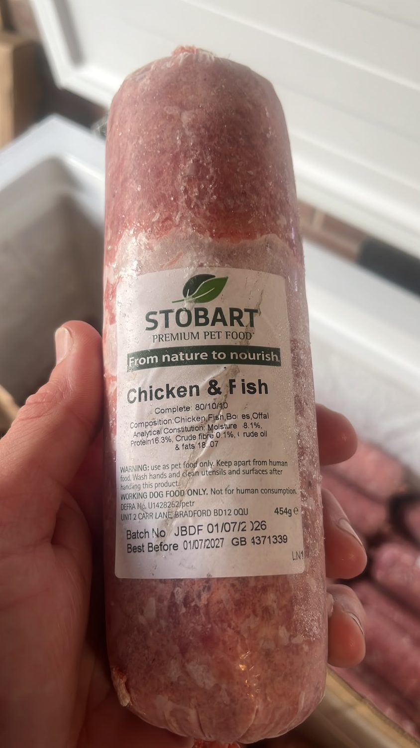 Stobart Chicken & Fish 454g raw dog food roll